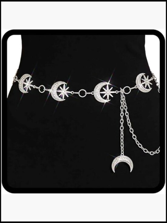 Rhinestone Moon Star Waist Chain Adjustable Belt Body Jewelry main image 3
